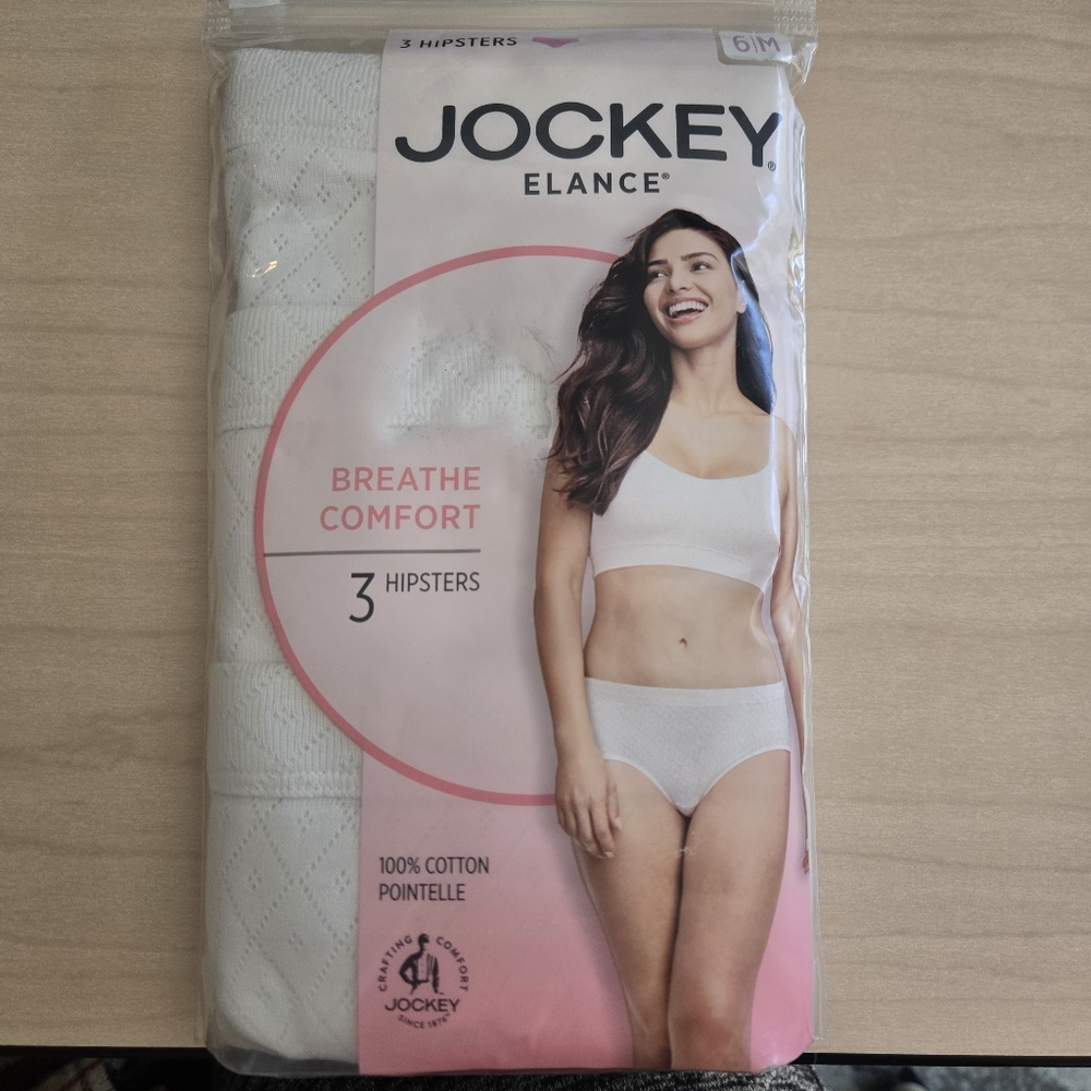 Jockey Elance breathe comfort 3 pk hipsters 6|M cotton new in pkg